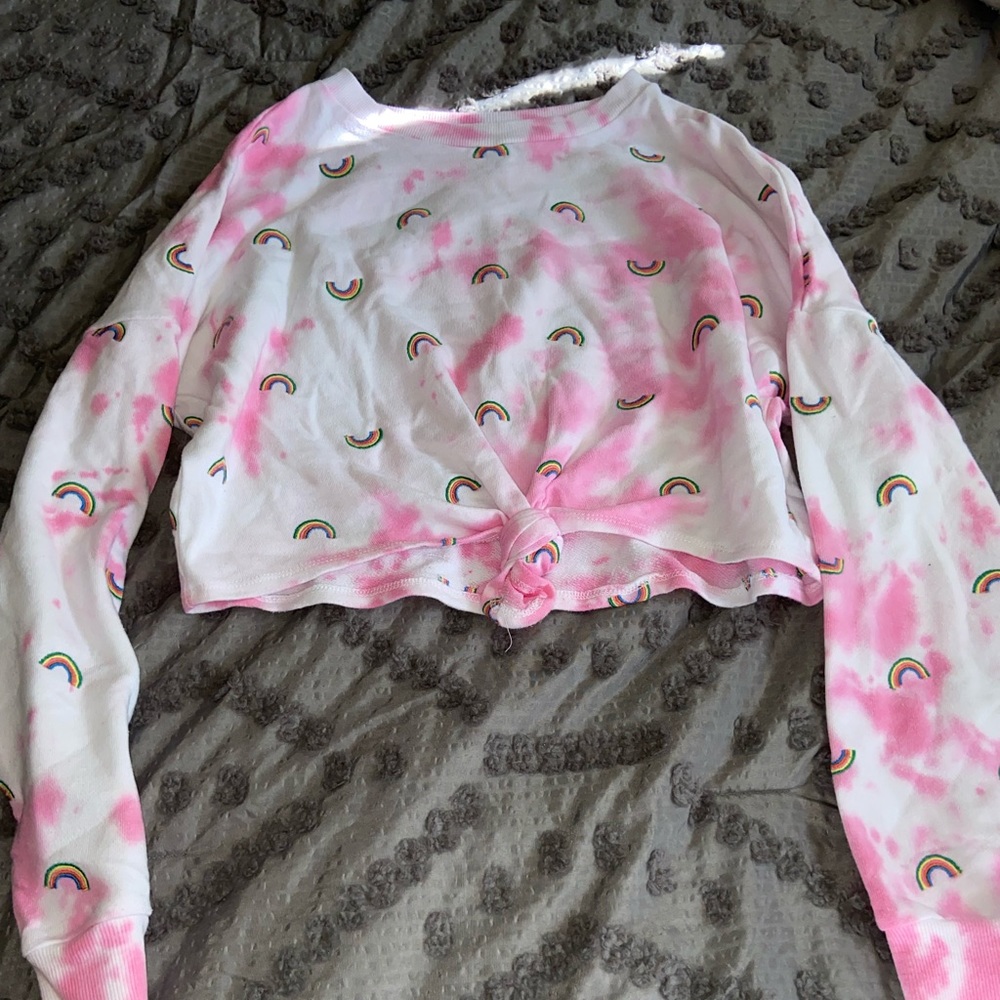 Love fire tie dye cropped sweatshirt